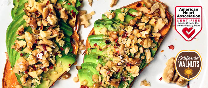 Sweet Potato Avocado Toast with Walnuts