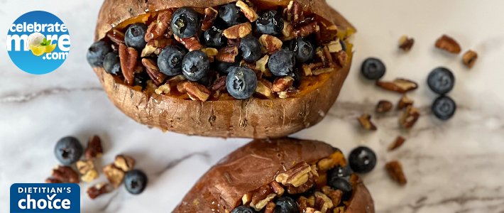 Blueberry and Pecan Stuffed Sweet Potato