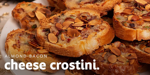 Almond-Bacon Cheese Crostini