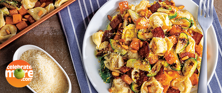 Sheet-Pan Squash & Bacon Tortellini